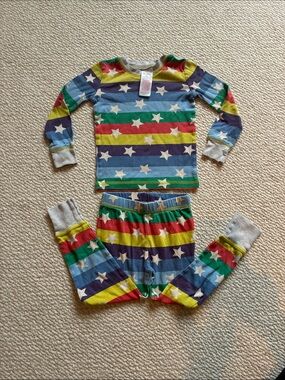 Mini Boden size 4 Rainbow Star Stripe Long-Sleeve Pajama Set